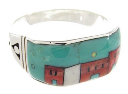 Multicolor Native American Village Design Jewelry Ring Size 11 YS62243