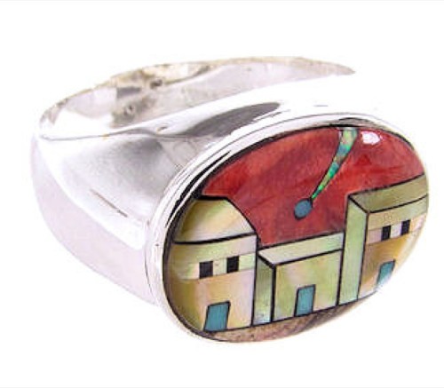 Native American Village Multicolor Design Ring Size 9-1/4 AW67225