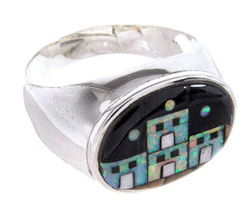 Native American or Pueblo Design Multicolor Ring Size 10-1/2 AW67240