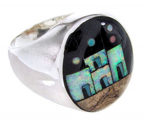 Multicolor Silver Native American Design Ring Size 9-1/2 YS67010