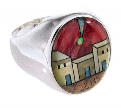 Native American Design Jewelry Multicolor Ring Size 11-3/4 YS67059