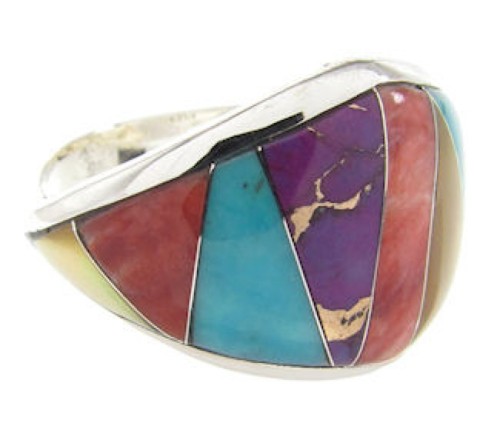 Southwestern Multicolor Silver Ring Size 6-3/4 YS58489