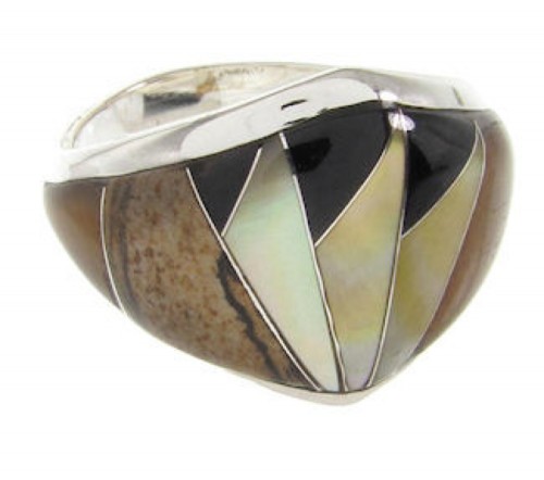 Southwest Sterling Silver Tiger Eye Multicolor Ring Size 6 YS58584
