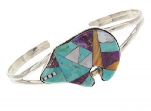 Southwest Multicolor Inlay Bear Cuff Bracelet GS61081