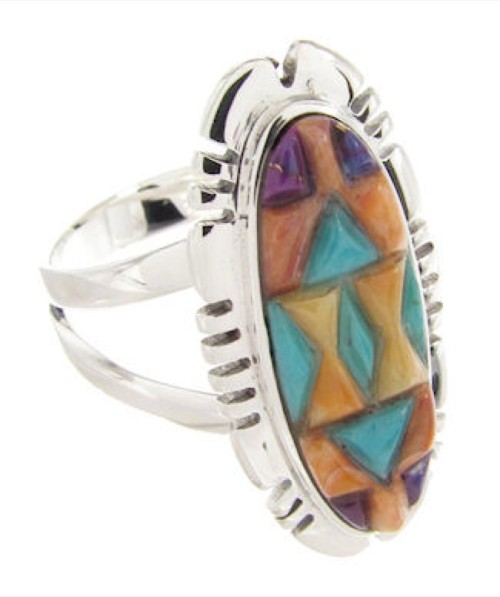 Inlay Multicolor Southwest Jewelry Ring Size 8-3/4 XS57238