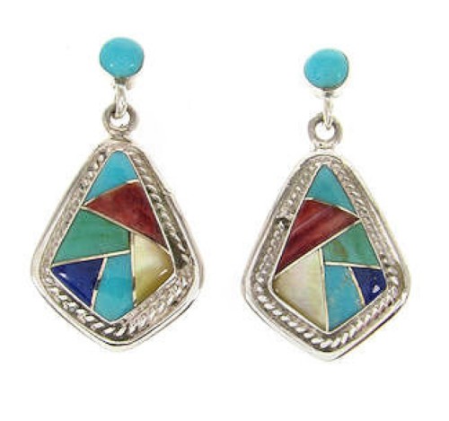 Silver Multicolor Earrings Southwestern Jewelry IS59007