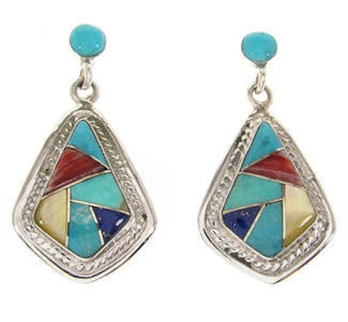 Southwestern Multicolor Earrings Sterling Silver Jewelry IS59008