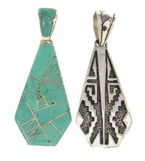 Sterling Silver and Turquoise Inlay Reversible Pendant IS58625