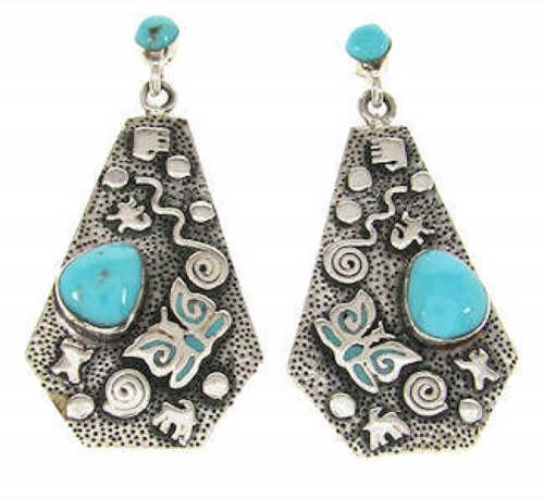 Turquoise And Sterling Silver Jewelry Butterfly Post Earrings OS58607