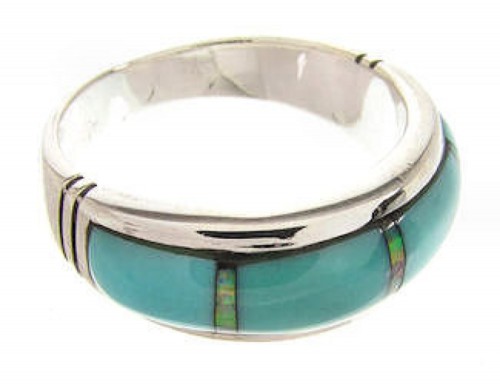 Sterling Silver Southwestern Turquoise Opal Ring Size 6-3/4 PS58028