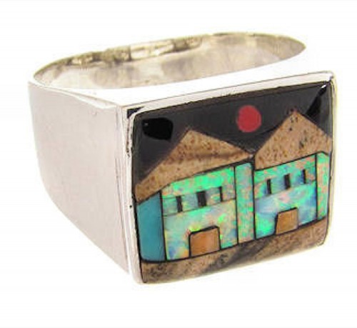 Native American Design Silver Multicolor Ring Size 12-1/2 YS66793