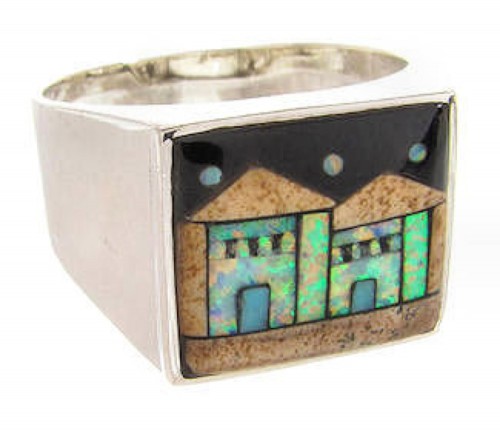 Silver Multicolor Native American Design Ring Size 9-3/4 YS66838