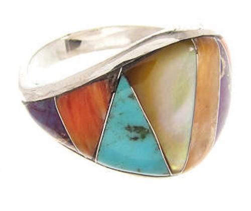 Multicolor Southwest Sterling Silver Ring Size 5-3/4 CS59450 