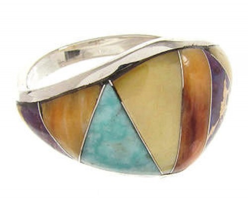 Multicolor Southwest Ring Sterling Silver Jewelry Size 7-3/4 CS59547