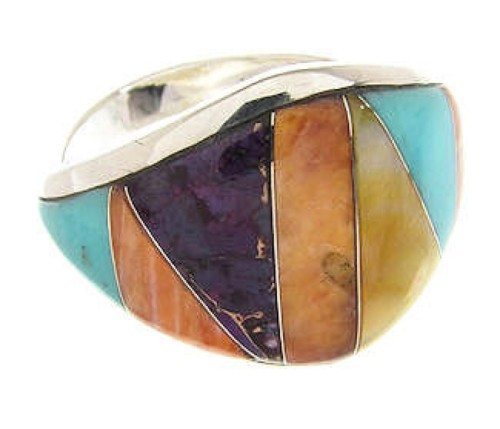 Southwest Sterling Silver Multicolor Ring Size 6 CS59597 