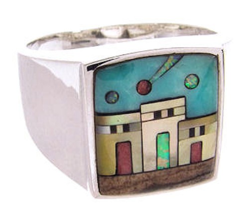 Multicolor Native American Village Design Ring Size 12-1/4 YS64551 