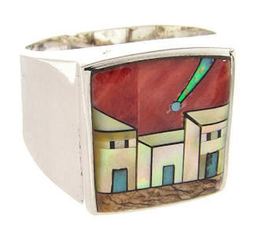 Native American Village Design Multicolor Ring Size 9-3/4 YS64571