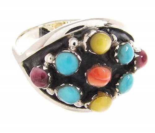 Multicolor Southwestern Sterling Silver Ring Size 5 PS58079