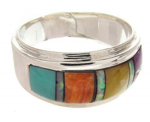 Multicolor Sterling Silver Southwestern Ring Size 5-3/4 PS58204