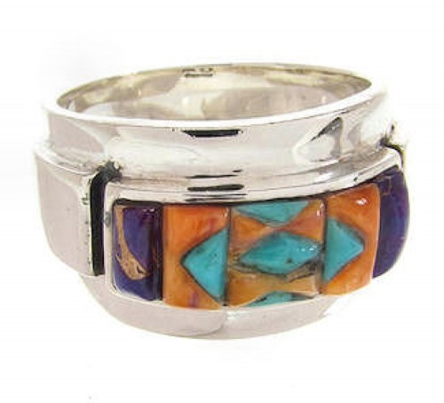 Multicolor Southwest Sterling Silver Ring Size 7-1/4 XS58040