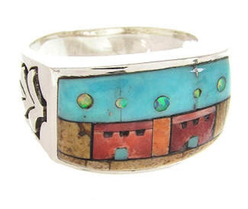 Native American Design Multicolor Jewelry Ring Size 9-3/4 YS67276 