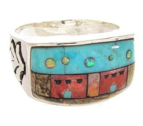 Native American Design Multicolor Jewelry Ring Size 9-3/4 YS67284