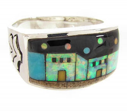 Native American Design Jewelry Multicolor Ring Size 9-1/2 YS67293 