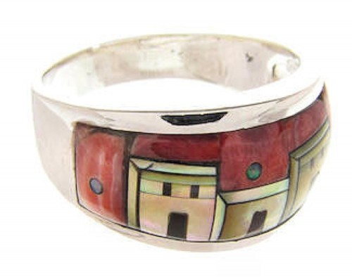Multicolor Native American Pueblo Design Ring Size 8-1/2 JW65883