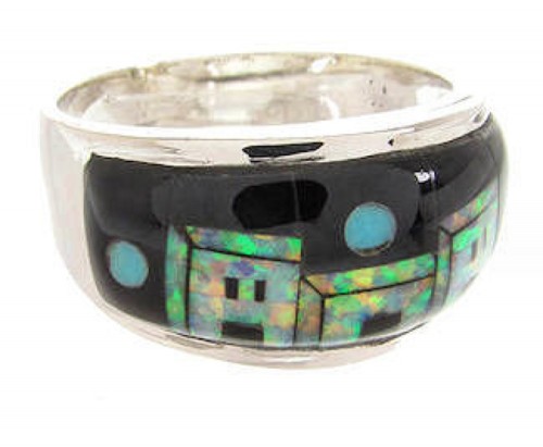 Silver Multicolor Native American Design Ring Size 8-1/2 JW65694