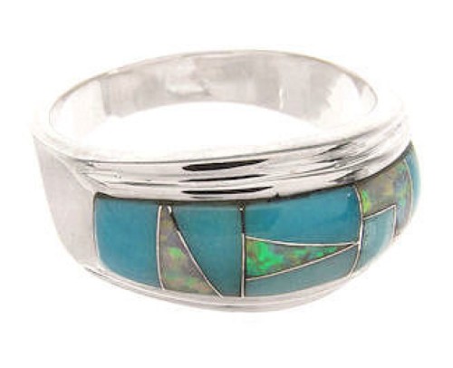 Southwest Jewelry Turquoise and Opal Ring Size 7-3/4 IS57800