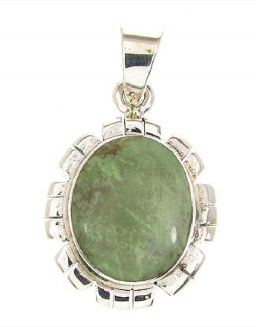 Green Agate Southwestern Sterling Silver Slide Pendant PS59148