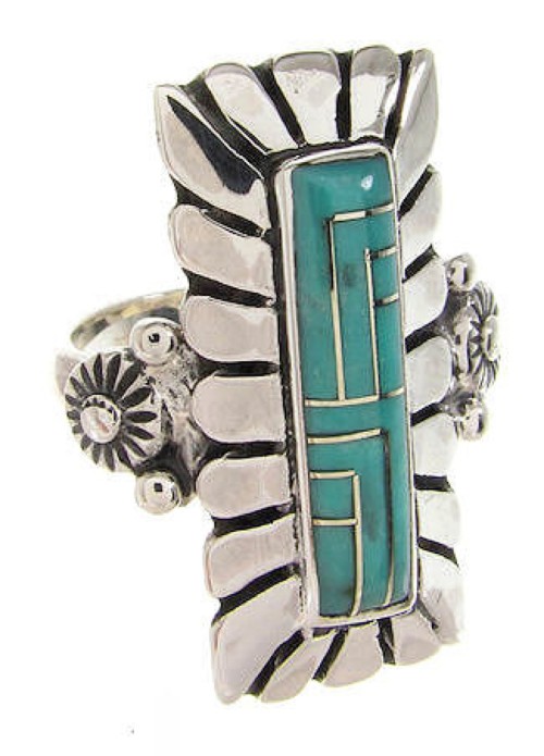 Southwest Turquoise And Sterling Silver Ring Size 6-1/4 OS59322