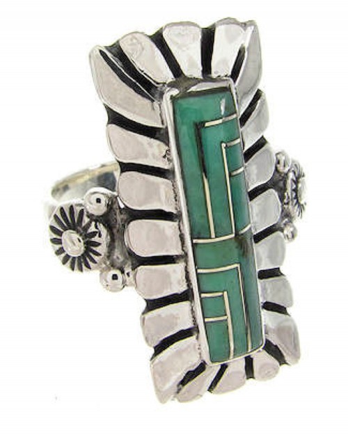 Southwest Turquoise Sterling Silver Ring Size 7 OS59419