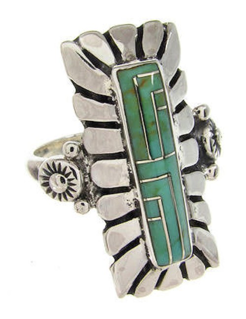 Southwest Sterling Silver  Turquoise Ring Size 5-1/4 OS59471