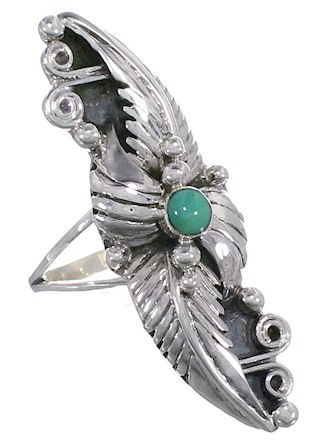 Southwest Turquoise Silver Ring Size 4-3/4 YX81472