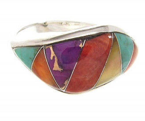 Silver And Multicolor Southwest Ring Jewelry Size 6-3/4 IS60022