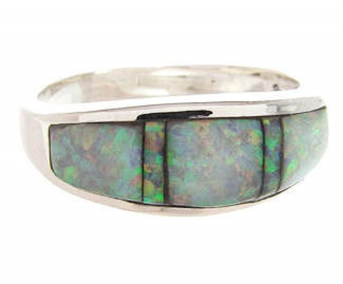 Southwest Sterling Silver Opal Inlay Jewelry Ring Size 6 YS59377