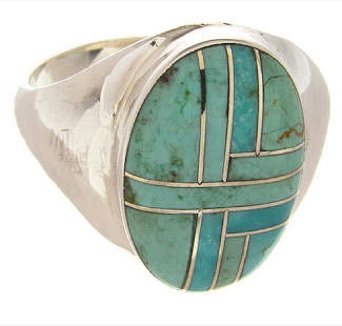 Southwestern Turquoise Sterling Silver Ring Size 8-1/2 PS62539