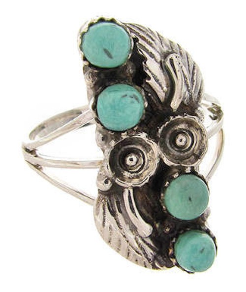 Southwestern Sterling Silver Jewelry Turquoise Ring Size 6-1/4 YS60672