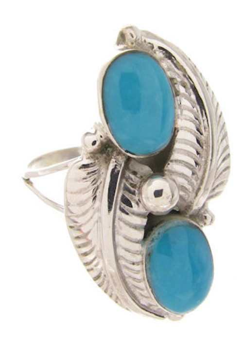 Genuine Sterling Silver Turquoise Ring Size 4-3/4 OS58837