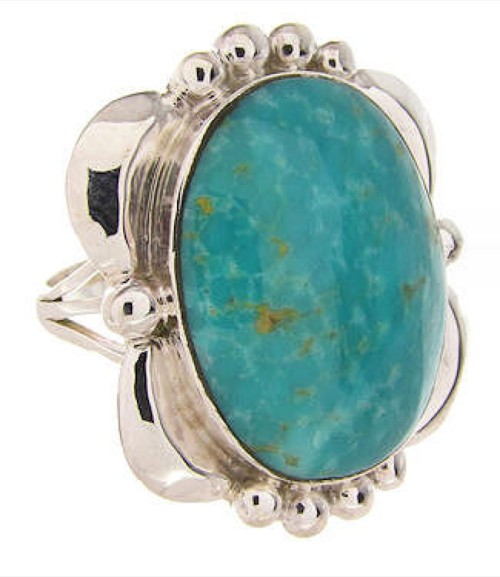 Southwest Sterling Silver Turquoise Ring Size 5-1/4 OS58867