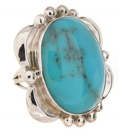 Southwest Genuine Sterling Silver Turquoise Ring Size 4-3/4 OS58929