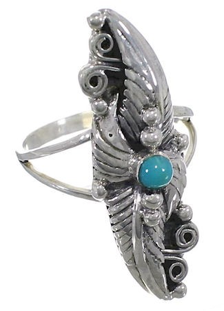 Southwestern Sterling Silver Turquoise Jewelry Ring Size 7-1/2 YS60218