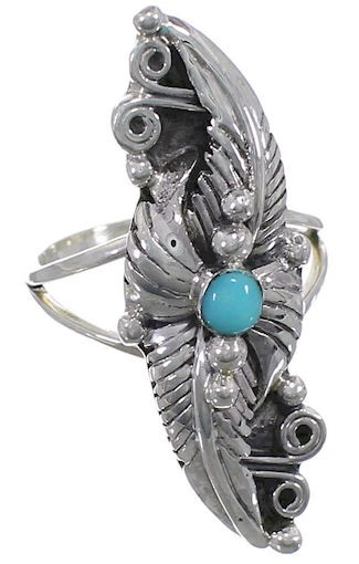 Silver Leaf Southwest Jewelry Turquoise  Ring Size 6 YS60316