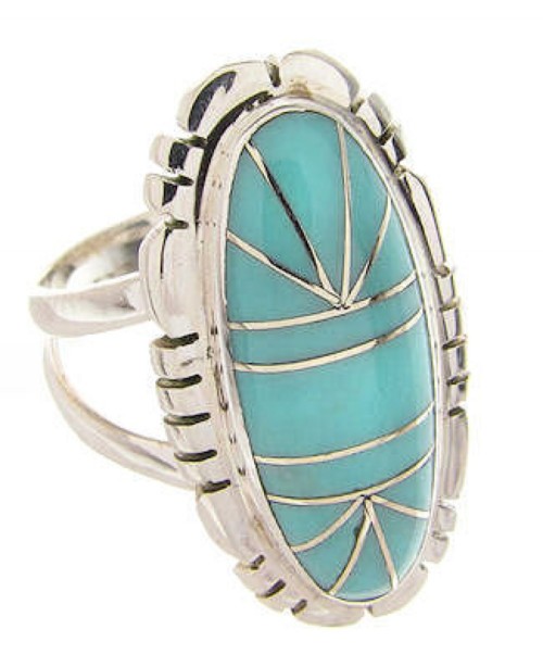 Turquoise Southwestern Sterling Silver Jewelry Ring Size 6-1/4 YS60142