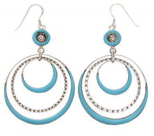 Turquoise Inlay And Silver Hook Earrings IS59666