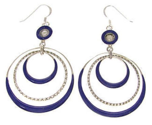 Sterling Silver and Lapis Inlay Hook Dangle Earrings IS59671