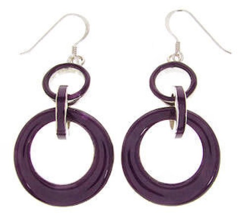 Southwest Sugilite Sterling Silver Hook Earrings OS60070