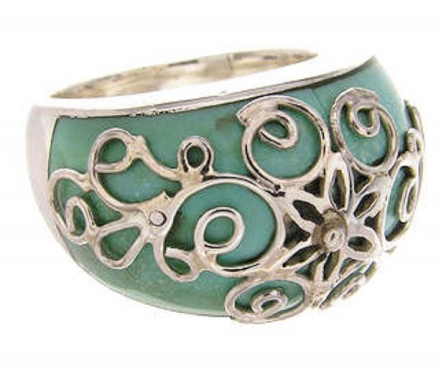 Southwestern Sterling Silver Turquoise Jewelry Ring Size 6-1/4 YS60989