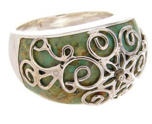 Southwestern Silver Turquoise Jewelry Ring Size 8-1/4 YS61004 